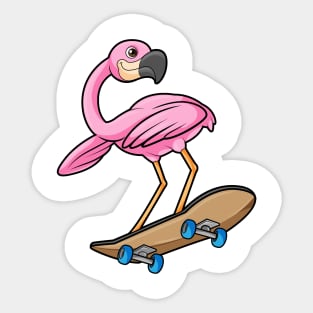 Flamingo as Skater with Skateboard Sticker